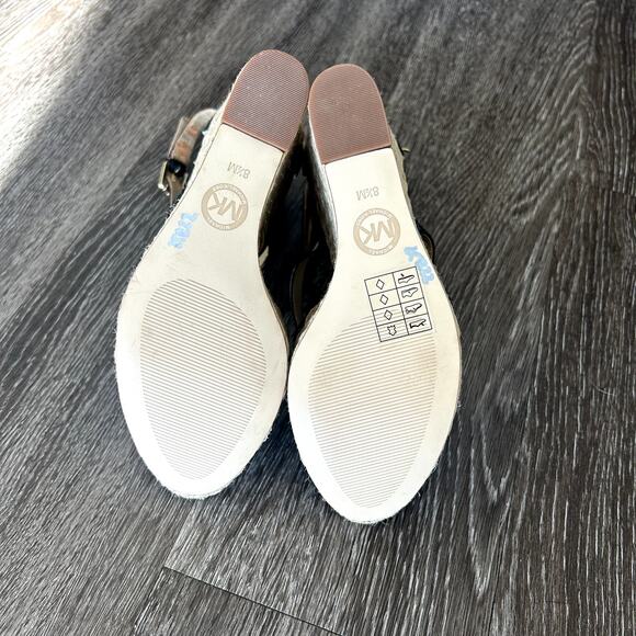 Michael Kors Gabriella Black Patent Leather Espadrille Wedges Platform Sandals - Picture 5 of 16